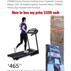 New in box XTERRA TR150 Fitness Premium Folding Smart Treadmill, Compact Design, 250+ LB Weight Capacity, Powerful Motor, XTERRA+ Fitness  $350 cash o
