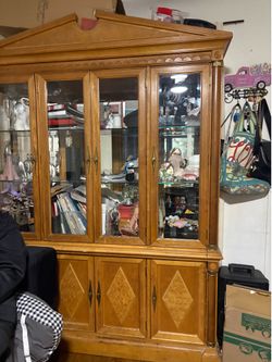 “Solid Wood China Cabinet with Glass Doors