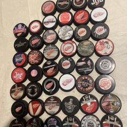 48 Detroit Red Wings NHL Hockey Pucks Mix Auto Stanley Cup Mix Hockey Town 