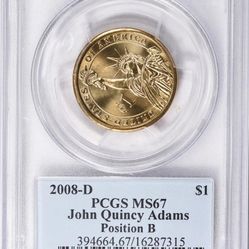 Presidential $1 Gold Coin John Quincy Adam's Position B