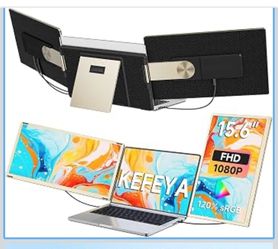 Laptop Screen Extender 15.6", FHD 1080P Portable Triple Monitor for Laptops 13-17.3", 120% sRGB 235° Rotation Detachable Laptop Monitor Extender for W