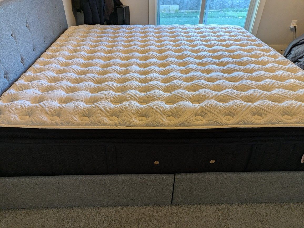 Stearns & Foster King Size Mattress W/ Bed Frame