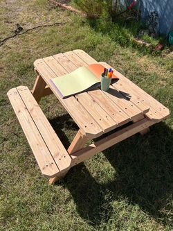 Handmade Wood Kids Picnic Table