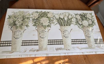 Large Farmhouse Floral Wall Art (40” x 20”)