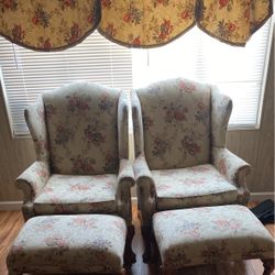 Chairs, Ottoman’s,and matching valances 