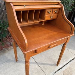 Solid Oak Roll Top Desk – $90