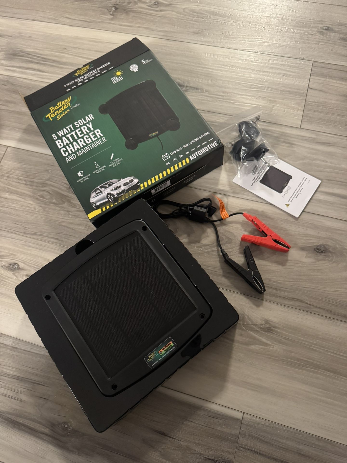 Battery Tender 5 Watt Solar Panel 12V Battery Charger with Charge Controller - IP67 Weatherproof - Windshield Mountable for Motorcycles, Cars, SUVs an