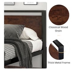 King Size Metal Platform Bed Frame with Night Stands 