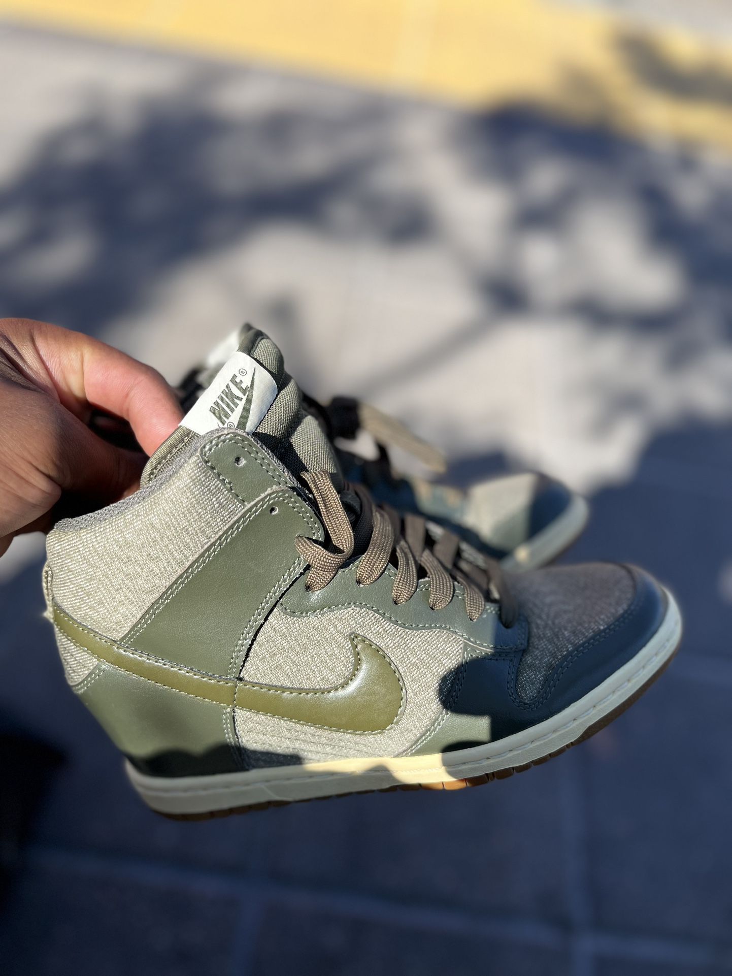 Women’s Wedged Olive/Beige Nike Sky Hi Dunks