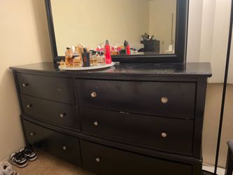 Used black dresser and night stand