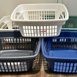 🧺 5 Large Rubbermaid Storage Bins / Laundry Baskets, 24x18” (brand new)