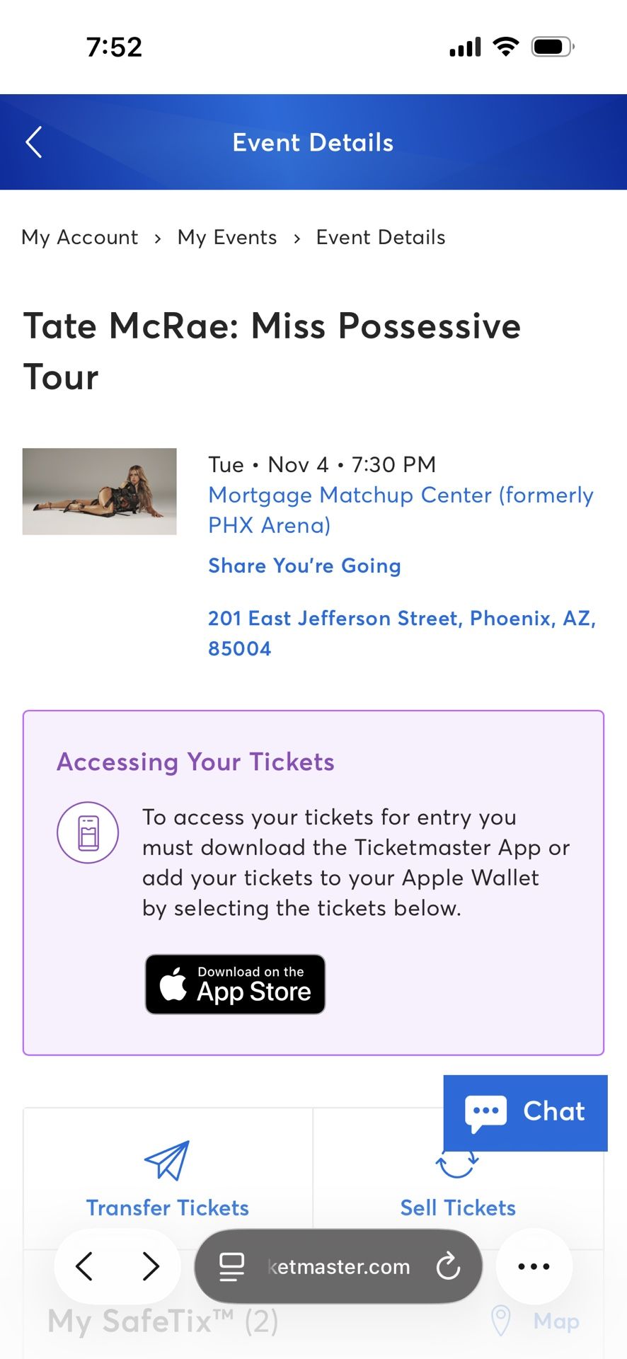 Tate McRae Concert Tickets (2) NOV. 4th