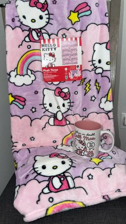 Hello Kitty Blanket and Mug $20