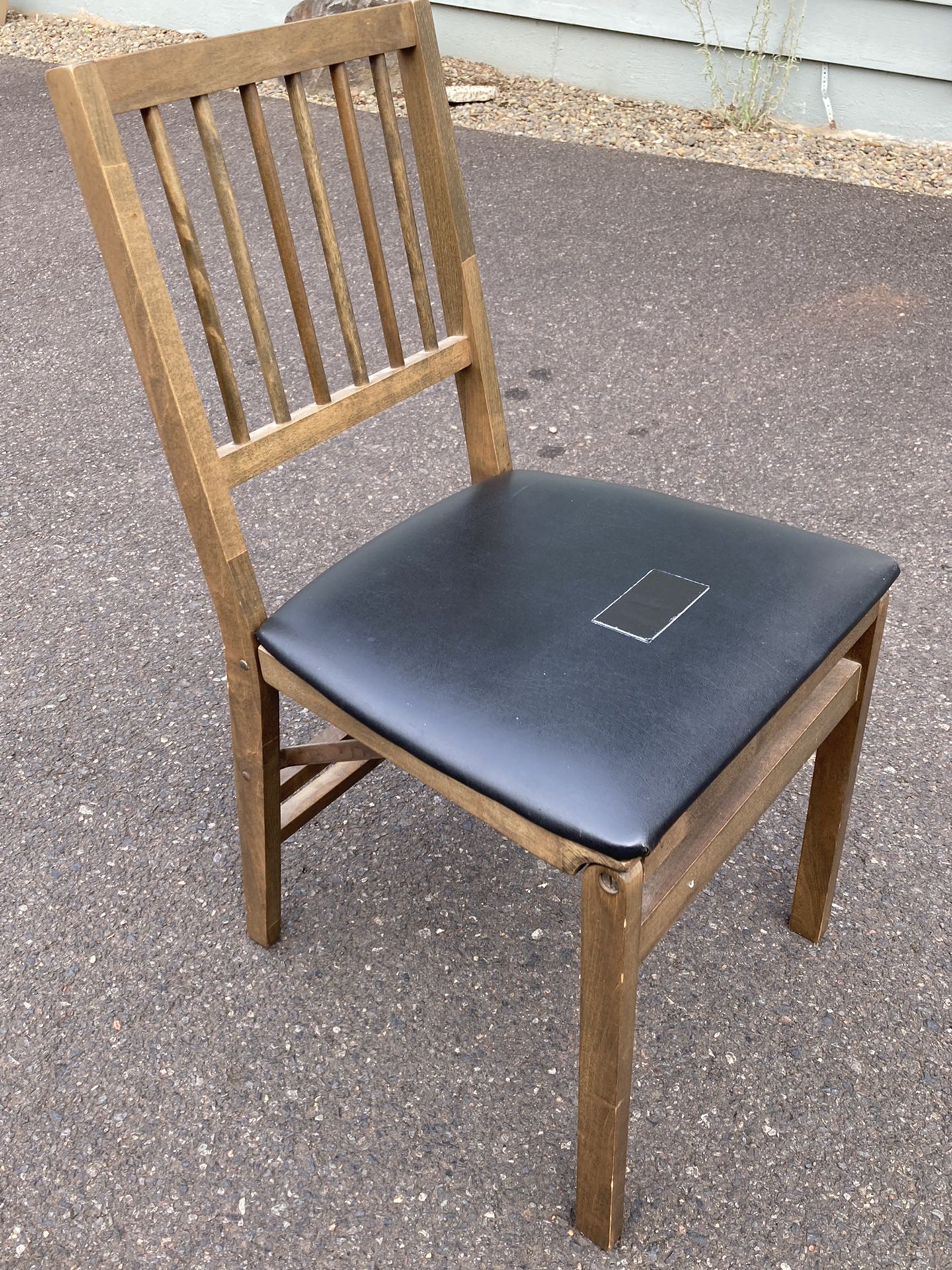 Stakmore Vintage Wood Folding Chair Vinyl Mid Century Modern 