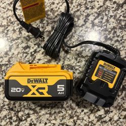 DeWalt 20v 5.0 Battery And Charger 
