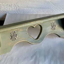 Vintage Upcycled Rustic Green Wall Shelf