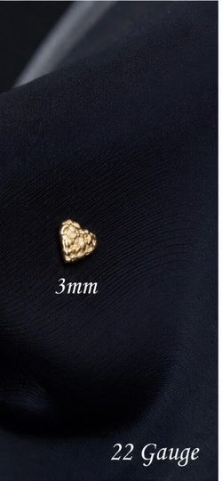 14 k gold heart nugget nose piercing