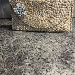 Straw Clutch With Removable Brooch
