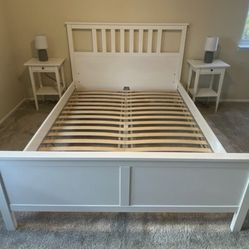 White Full Bed Frame + 2 Nightstands 