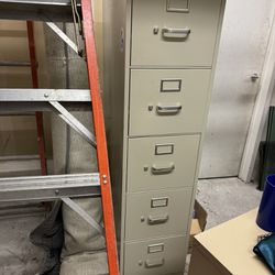 4 Row Tall Beige Metal Filing Cabinet 