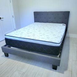 NEW QUEEN PILLOW TOP MATTRESS and BOX SPRING. Bed frame not included 👍