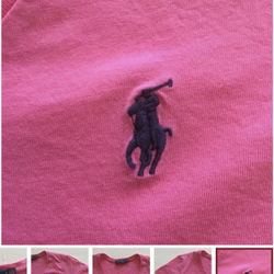 POLO RALPH LAUREN PINK VEE NECK POLO PONY T SHIRT 