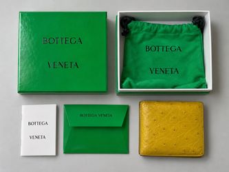 Bottega Veneta Yellow Ostrich Leather Bifold Wallet – $500