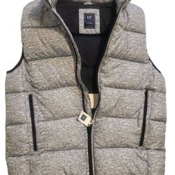 Gap Kids Boy's Regular Full-Zip Pocketed Puffer Vest Light Grey XXL Water NWT
