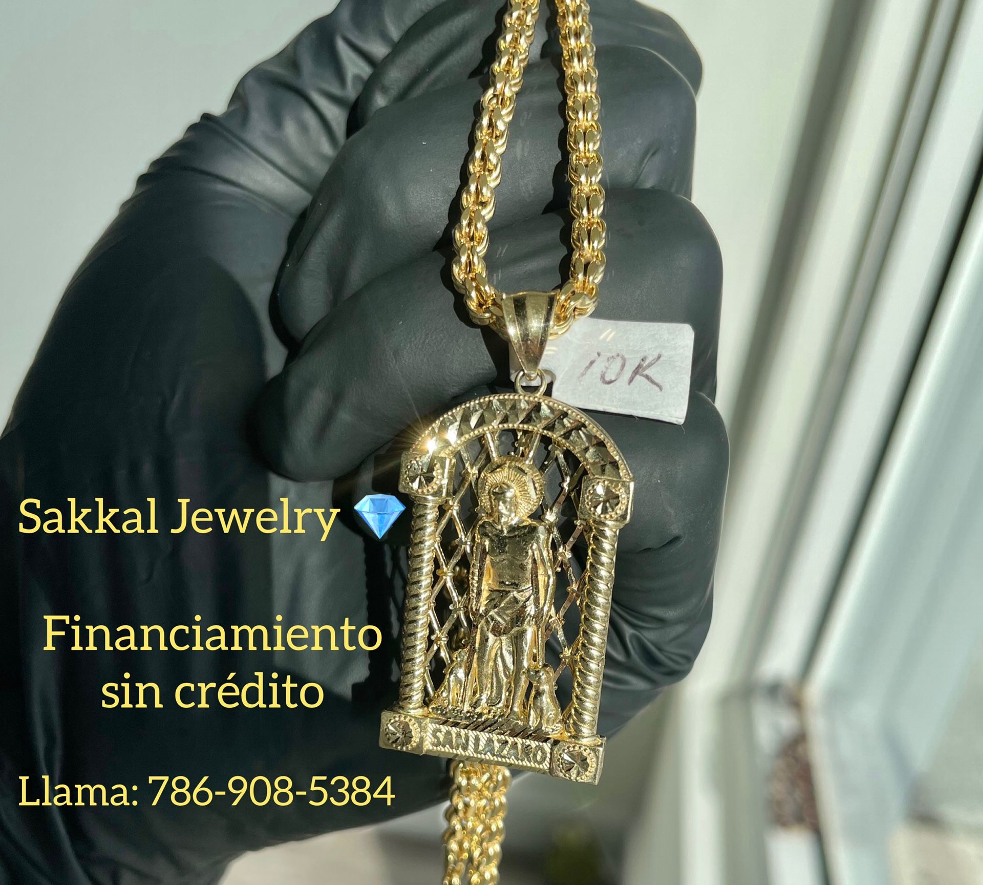 10K Gold Chain With San Lazaro Pendant. Finance For $75