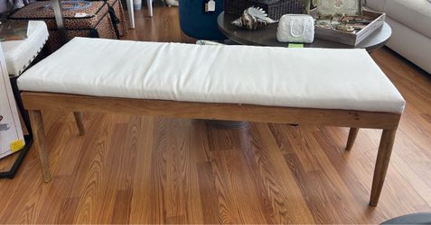 52” Wood Bench with cushion 52”x 15” x 18”
