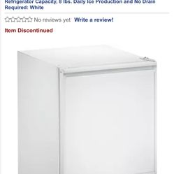 NEW NEVER USED IN BOX ULINE 21” WHITE FRIDGE WITH ICE MAKER AND PANEL READY. 9/21/23