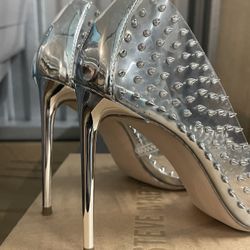 New Steve Madden Vala-S Clear Pointed Pumps Spikes Size 9.5