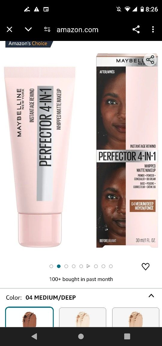 Maybelline Instant Age Rewind Instant Perfector 4-In-1 Matte Makeup, 04 Medium/Deep, 1 Count