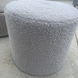 Round Gray Pouf