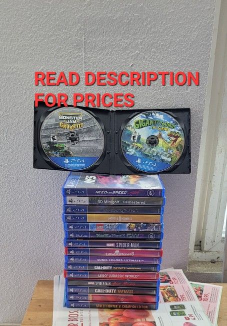 PS4 GAMES, READ DESCRIPTION FOR PRICES AND AVAILABILITY, GOOD CONDITION
