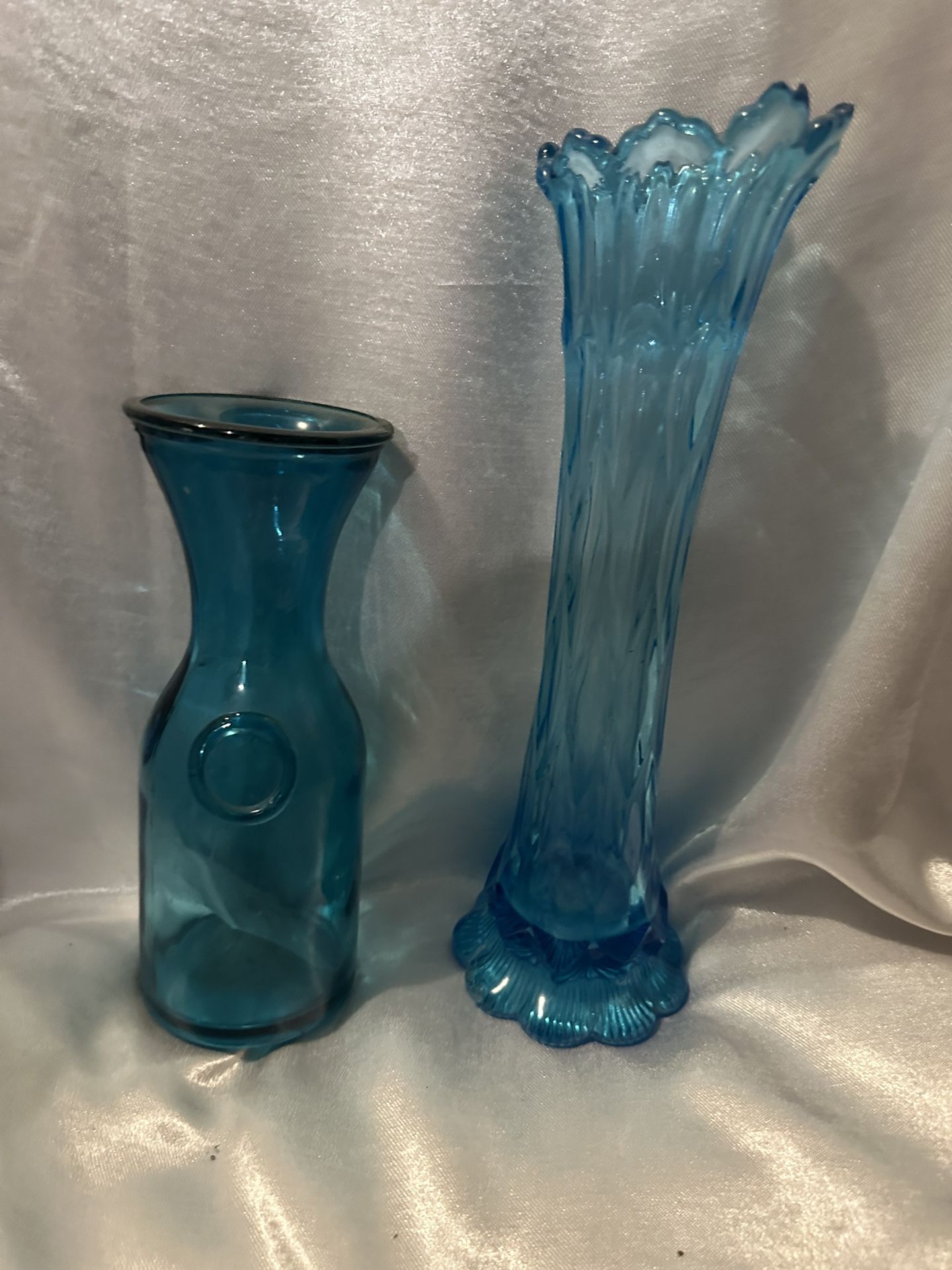 2 Turquoise Blue Vases,Antique