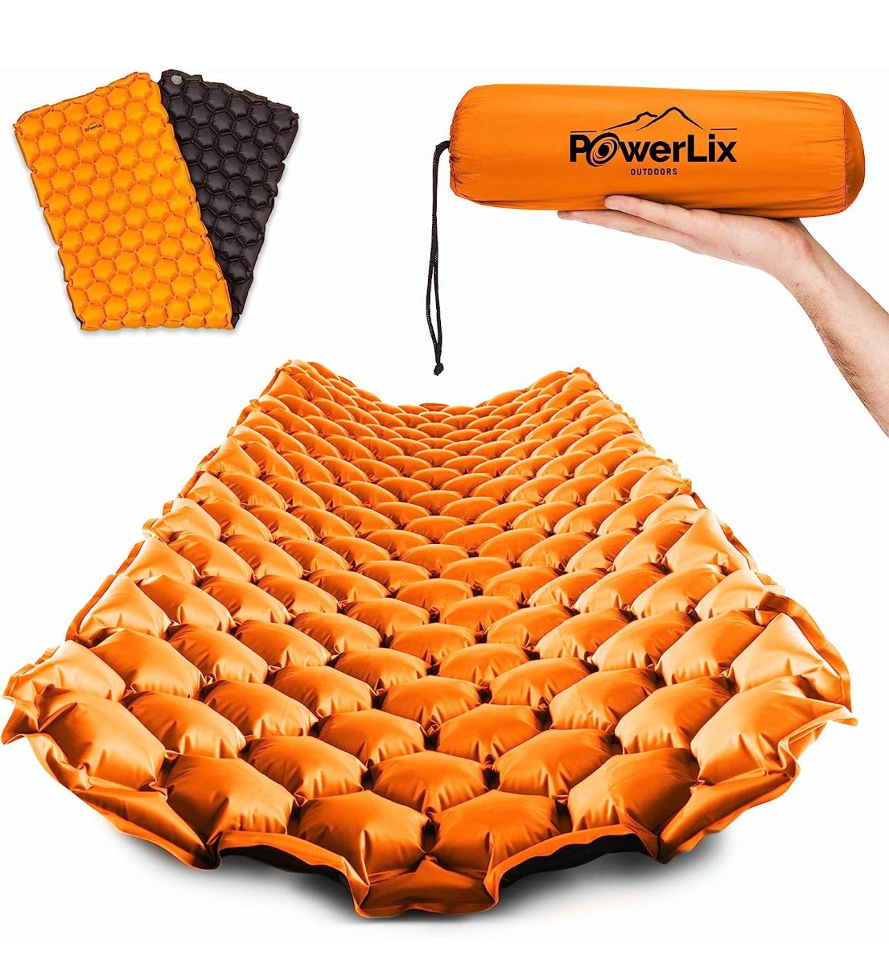 POWERLIX Ultralight Inflatable Sleeping Pad - Camping Mattress for Backpacking, Hiking with Bag, Repair Kit, Compact Sleeping Mat for Camping