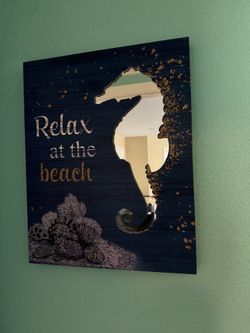 Wall Art beach themed picture with mirror