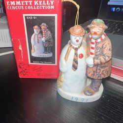 Emmett Kelly Vintage Christmas Figurine/Ornament “The Snowman” 1991