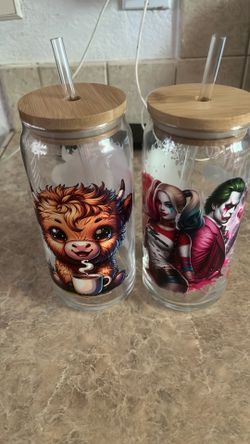 Glass cup made with permanent uv dtf transfers