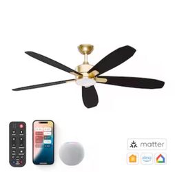 ALTITUDE Dragonfly 56-in Matte Champagne with Plywood Blades Blades LED Covered Outdoor Smart