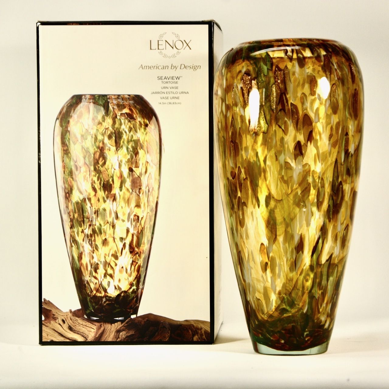 Lenox American by Design, Seaview Tortoise Urn Vase 14.5in