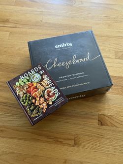 Brand New Smirly Bamboo Cheeseboard Butter Board Gift Set With Book