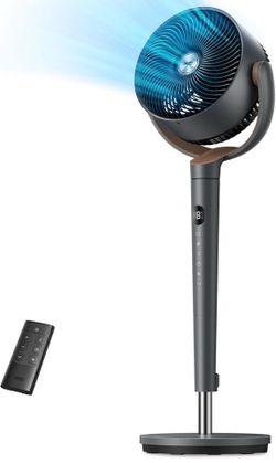 DREO Fan for Bedroom, 120° Oscillating Standing Fans, Quiet Floor Fan with DC Motor, 100ft Pedestal Fans for Room, 9 Speeds, 4 modes, 20dB, 120° Manua