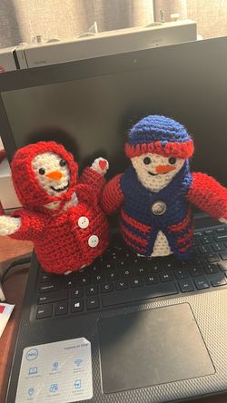 Handmade Crochet Snowman couple. Set of 2