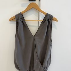 Joie Grey 100% Silk Crossover Sleeveless Top – XS