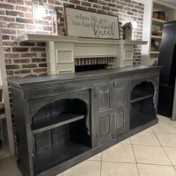 Refinished 93.5 inch Solid Wood Carved  Media Console / Buffet / Sideboard / Entryway Piece / Bar / Accent Piece 