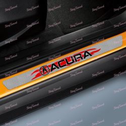4PCS Carbon Fiber Car Door Scuff Sill Cover Panel Step Protector For Acura -(3-SDSR-ACURA-WH