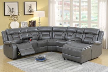 🔥 Brand new grey or brown gel leather sectional with recliners