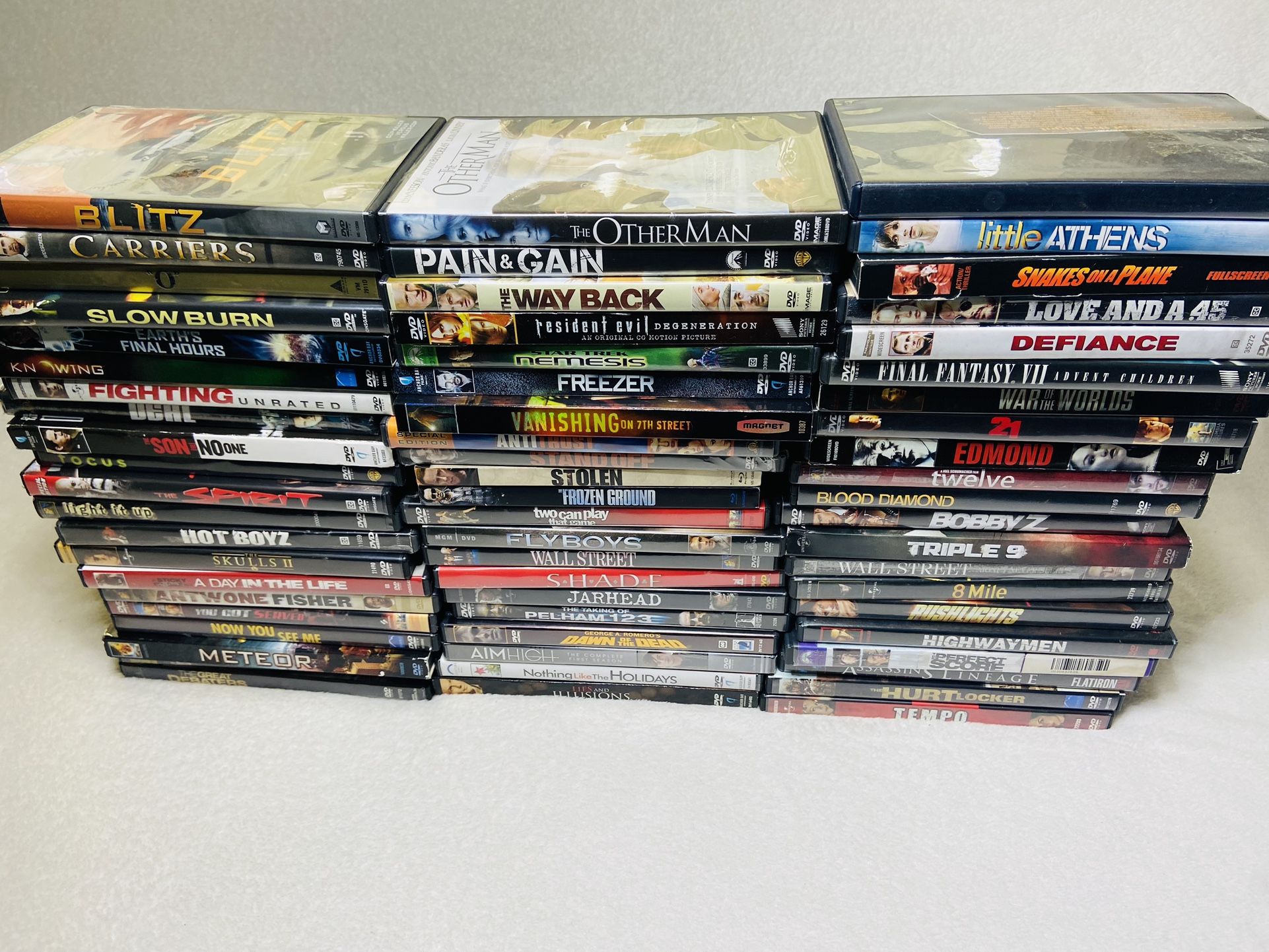 62 DVD Lot Mixed Movies Action Thriller Heist Movies